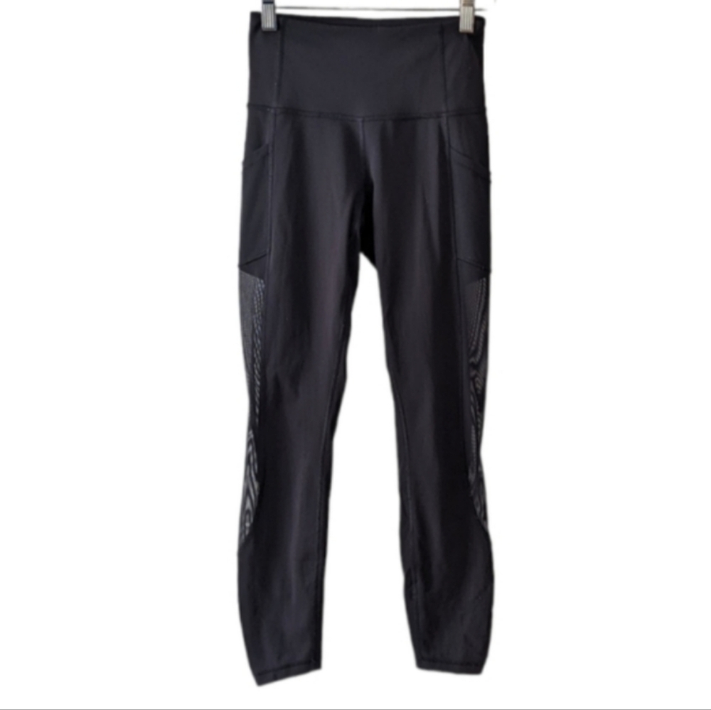 Lululemon Mesh Panel High Rise Leggings black size 4 @R